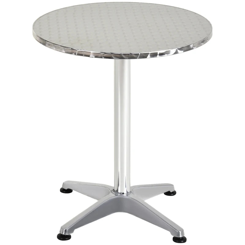 Aluminium Round Bistro Bar Table - Stainless Steel - 2 Height Settings - 70cm/110cm - Black