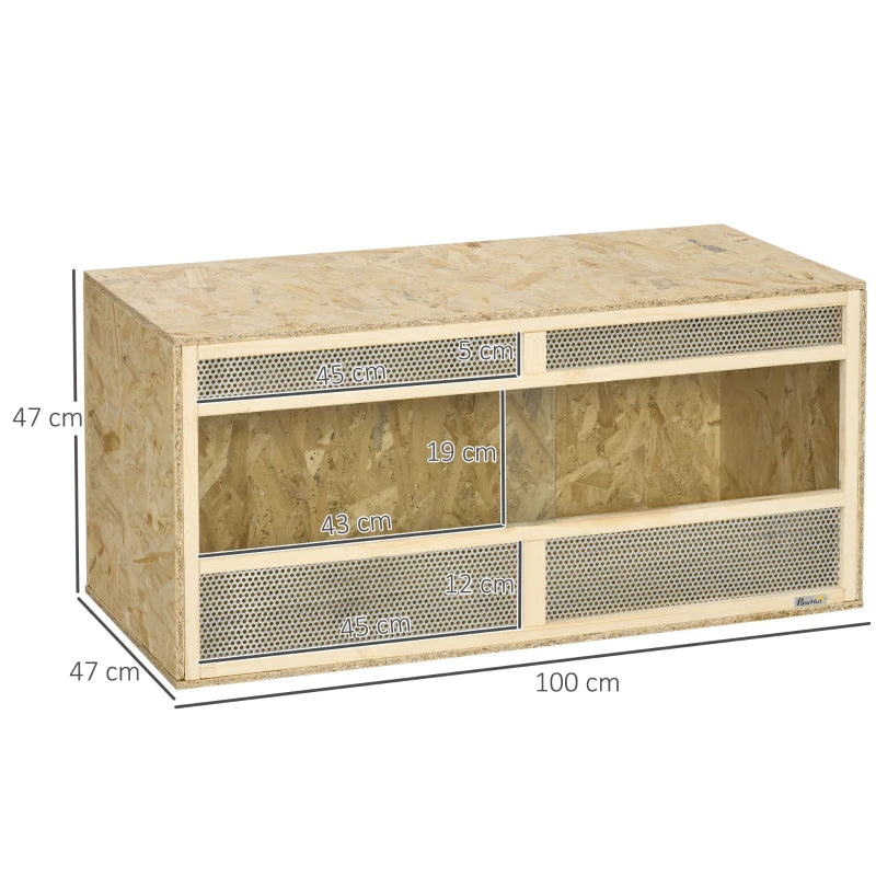 Reptile Climbing Habitat with Sliding Doors, 100x47x47 cm, Transparent Mesh Enclosure