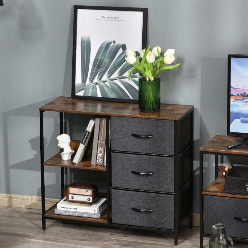 Black Fabric Drawer Storage Cabinet with Shelves