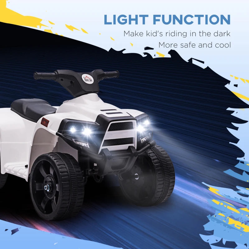 White Kids Electric Ride-On ATV Toy with Headlights & Horn for Toddlers 18-36 Months