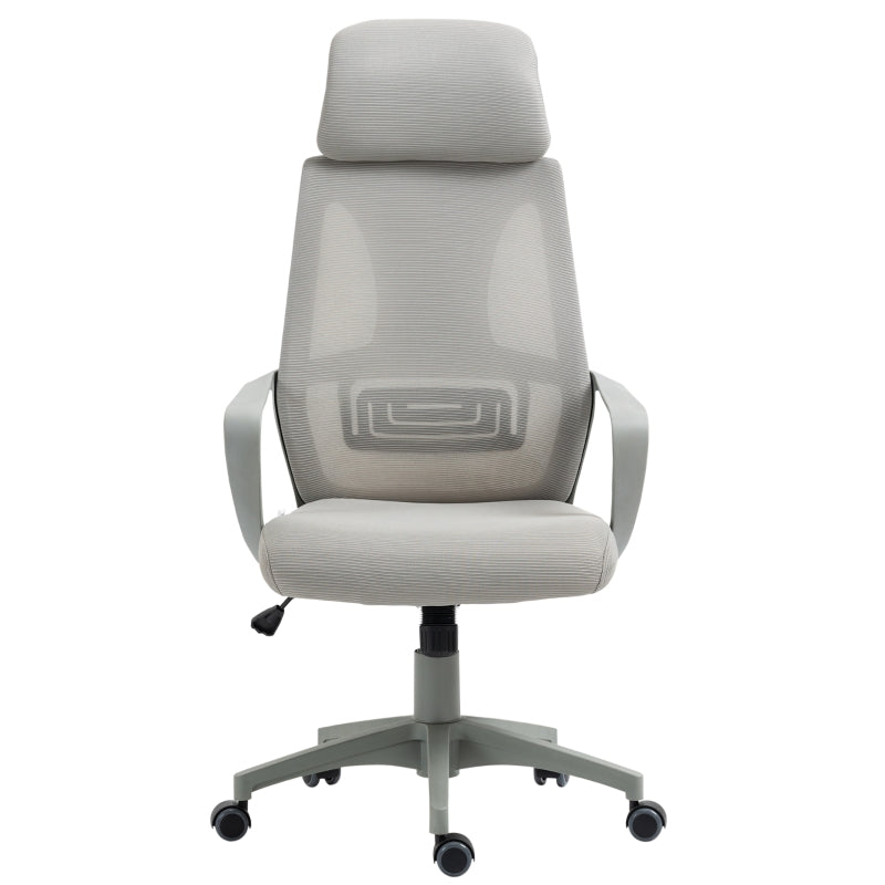 Grey Ergonomic Mesh Office Chair with Lumbar Support & Headrest