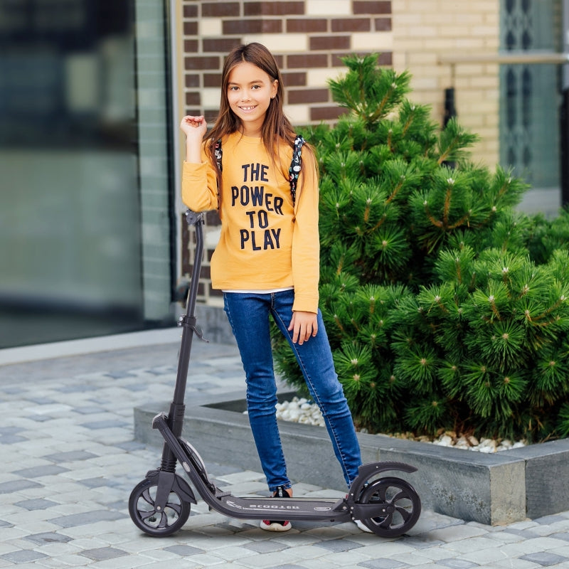 Black Urban Folding Kick Scooter with Rear Brake & Shock Absorption System