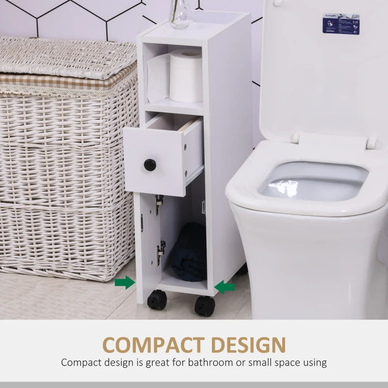 White Compact Bathroom Drawers - Space-Saving Storage Solution