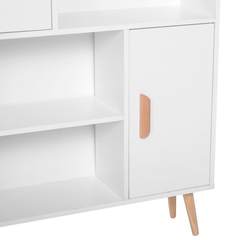 White Wooden Sideboard Bookcase with Two Doors