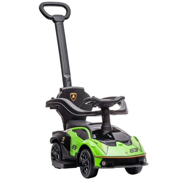 Green Kids 2-In-1 Lamborghini Ride-On Stroller with Horn