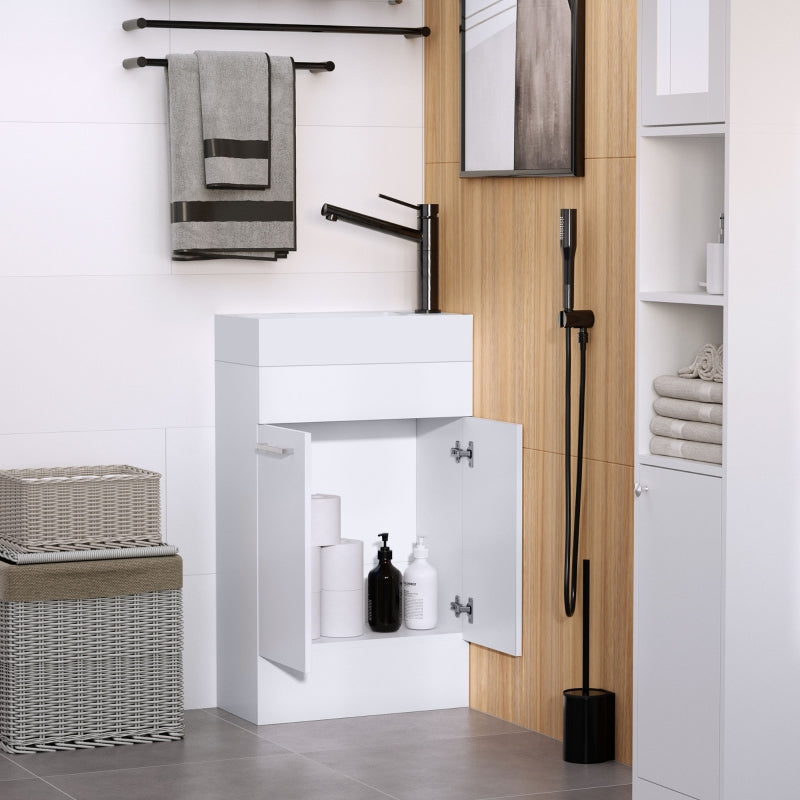 White Under Sink Bathroom Vanity with Ceramic Basin