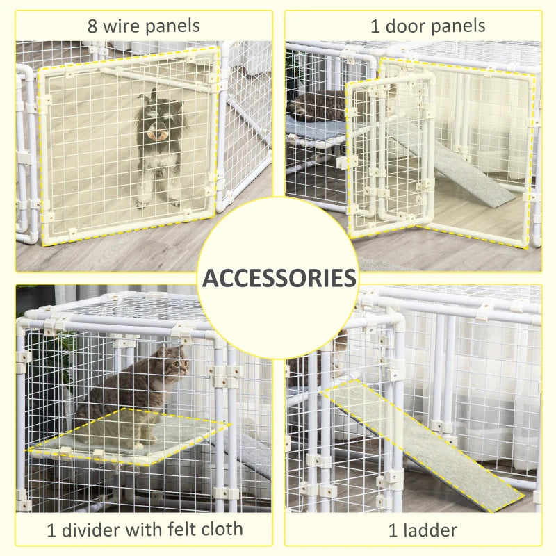 Large Grey Rabbit Hutch with Door and Divider