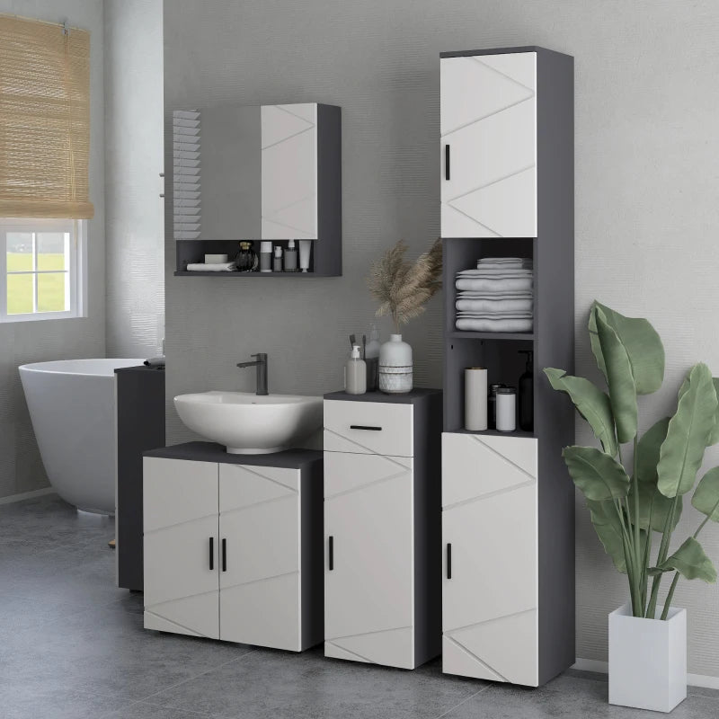 Light Grey Pedestal Sink Bathroom Cabinet with Adjustable Shelf