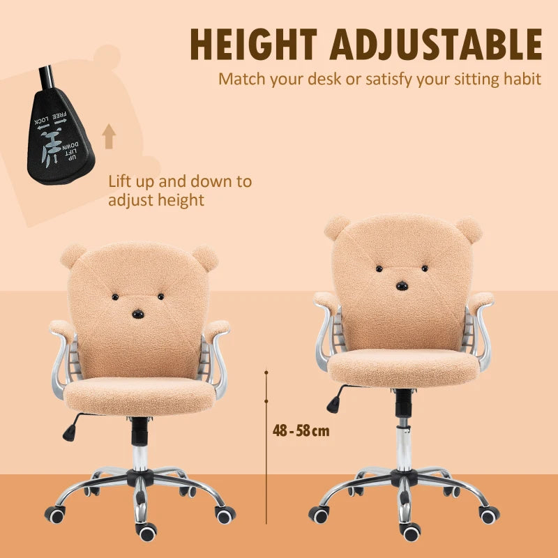 Brown Bear Shape Office Chair with Teddy Fleece Fabric