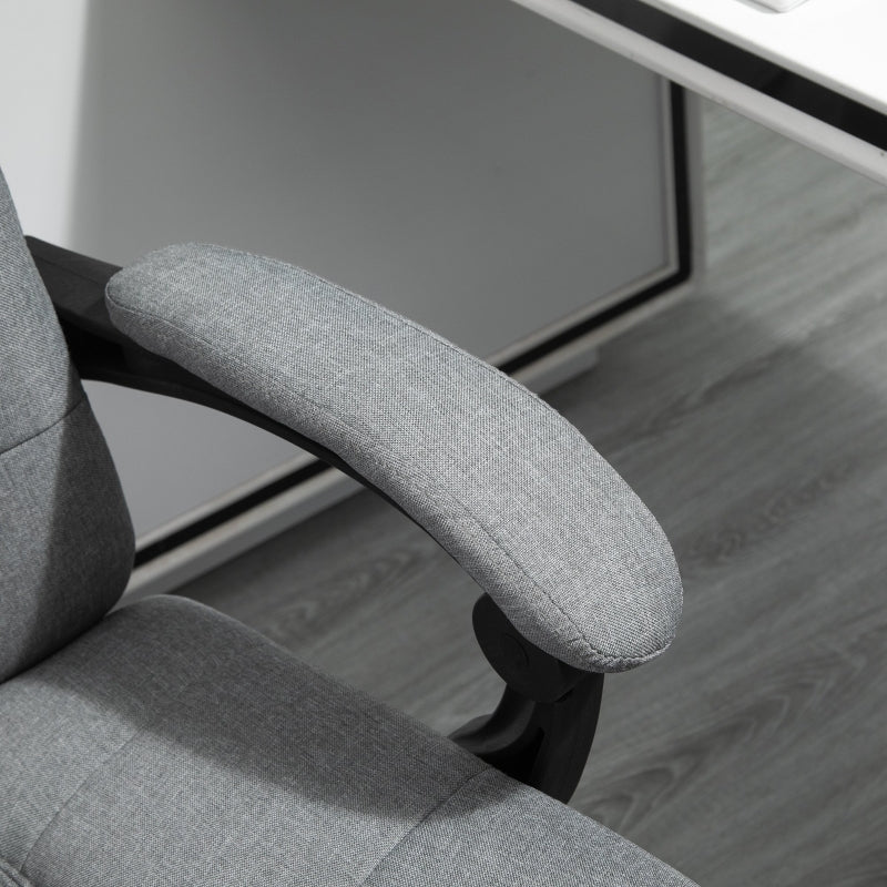 Light Grey Ergonomic Office Chair with Footrest and Armrests