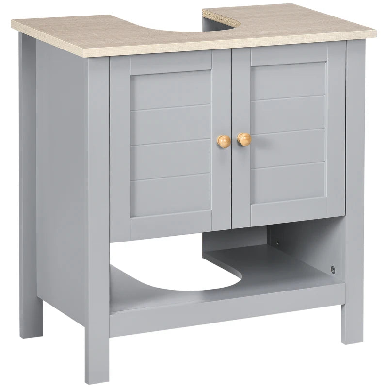 Grey Under Sink Storage Cabinet with Adjustable Shelf