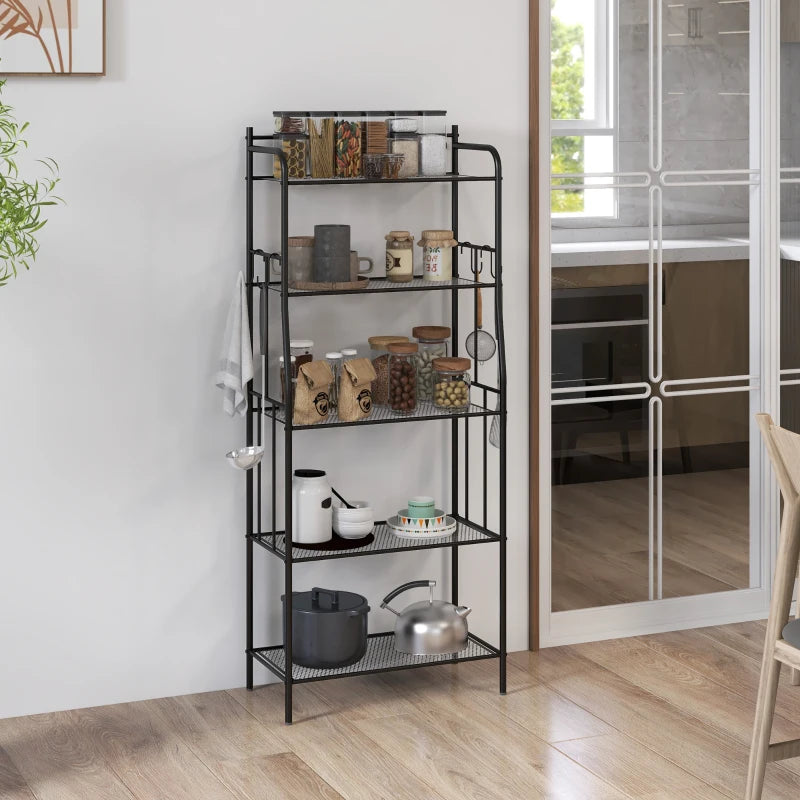 Black 5-Tier Steel Kitchen Shelving Unit