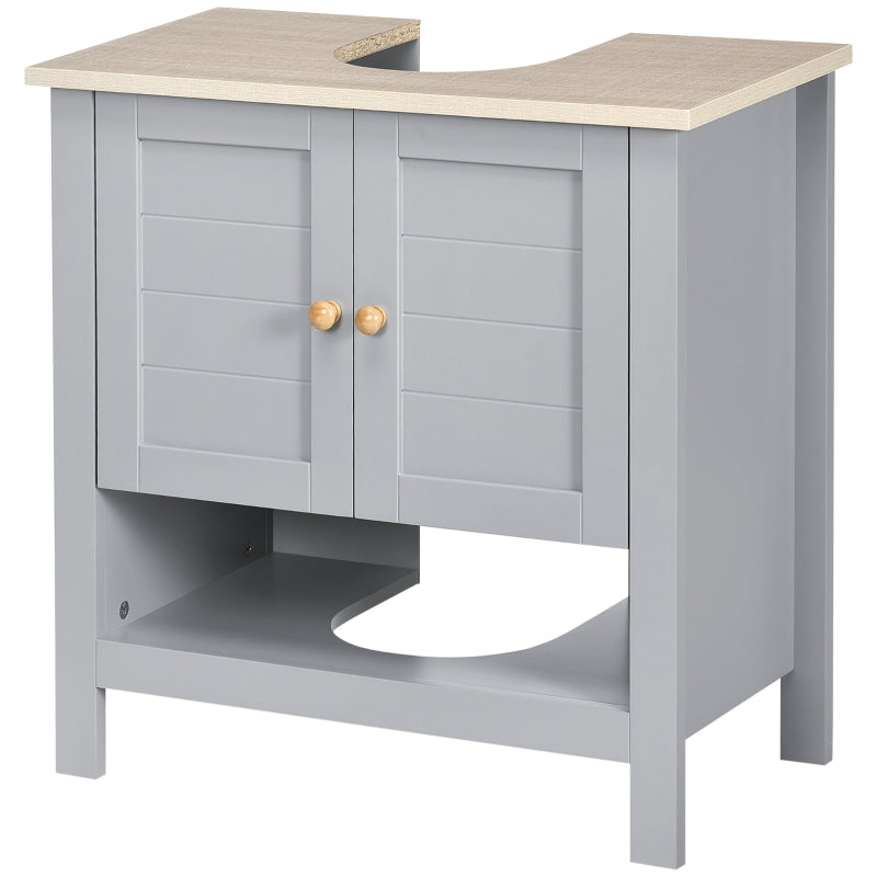 Grey Under Sink Storage Cabinet with Adjustable Shelf