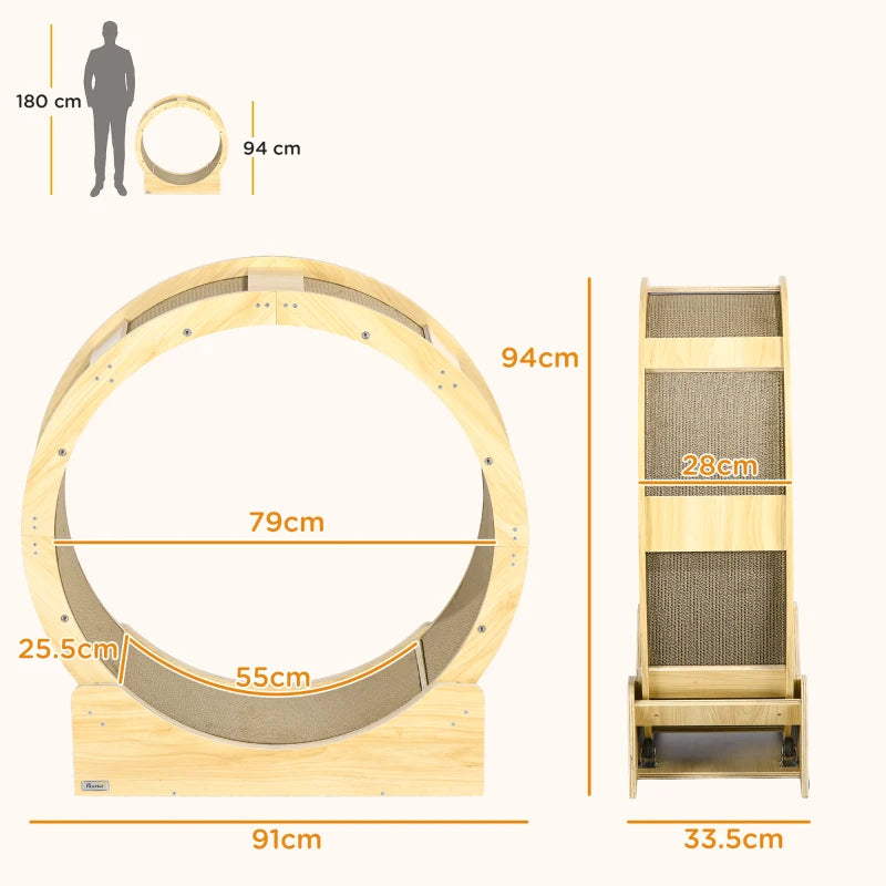 Oak Cat Exercise Wheel with Brake and Scratching Pads