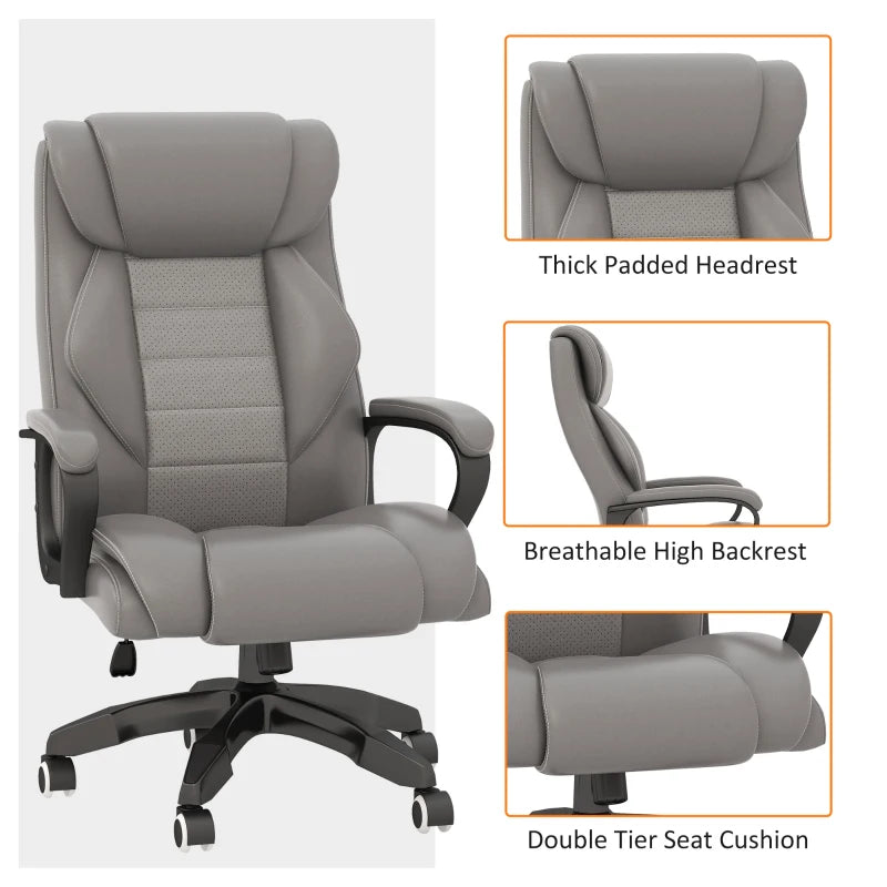 Grey High Back Executive Office Chair with Vibration Massage