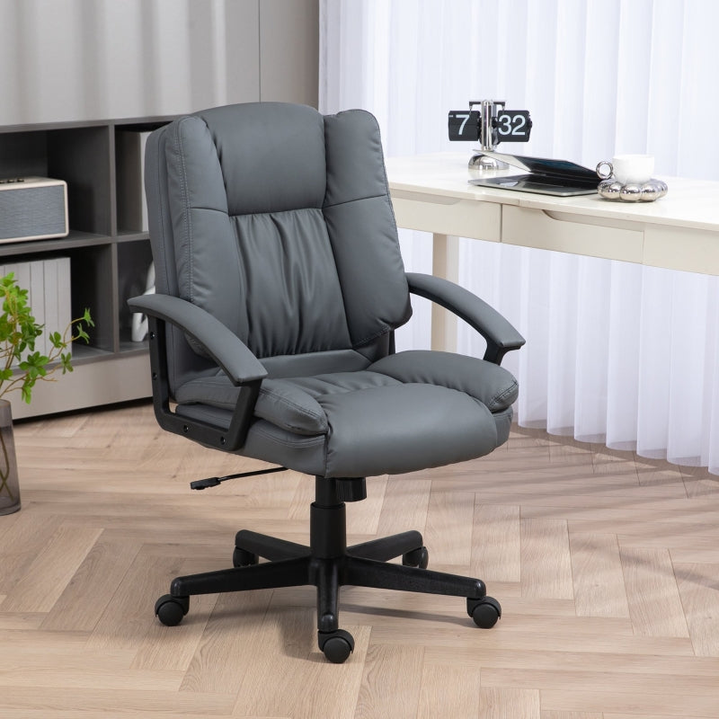 Dark Grey Faux Leather Office Chair with Adjustable Height