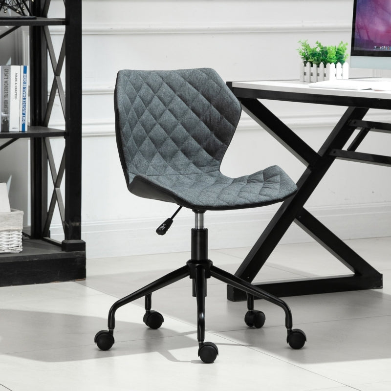 Grey Fabric Swivel Task Chair with Adjustable Height and Wheels