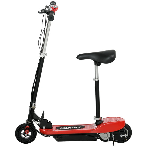 Red Folding Electric Scooter with Warning Bell - 15km/h Speed, Ages 4-14