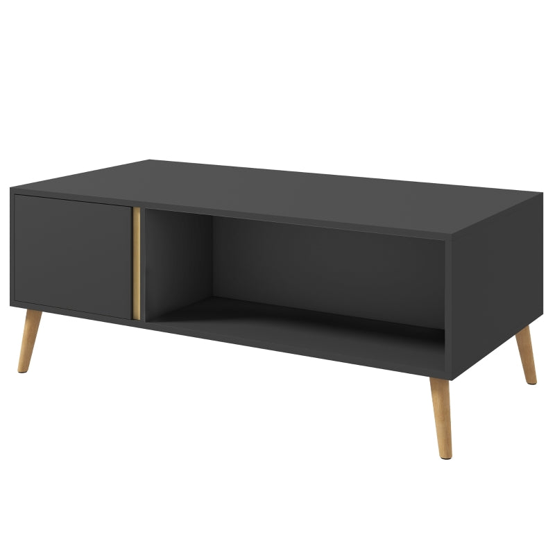 Grey Modern Coffee Table with Storage Compartments, 115 x 58 x 45cm