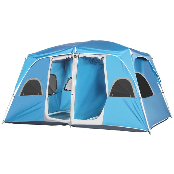 Blue 2-Room Camping Tent for 4-8 People