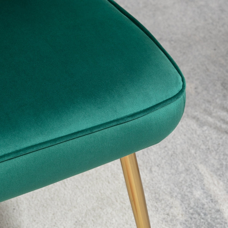 Green Velvet Accent Chair with Gold Metal Legs