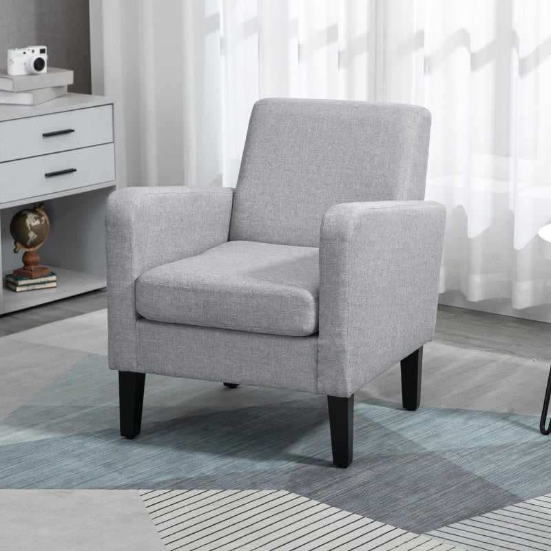 Light Grey Modern Accent Chair with Rubber Wood Legs