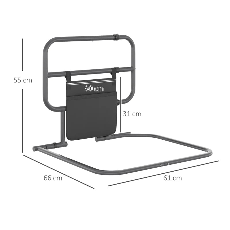 Black Folding Bed Assist Rail with Storage Pocket for Elderly and Disabled