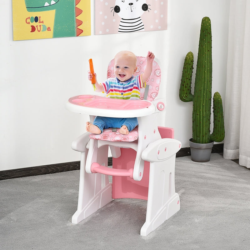 3-in-1 Pink Baby Booster High Chair