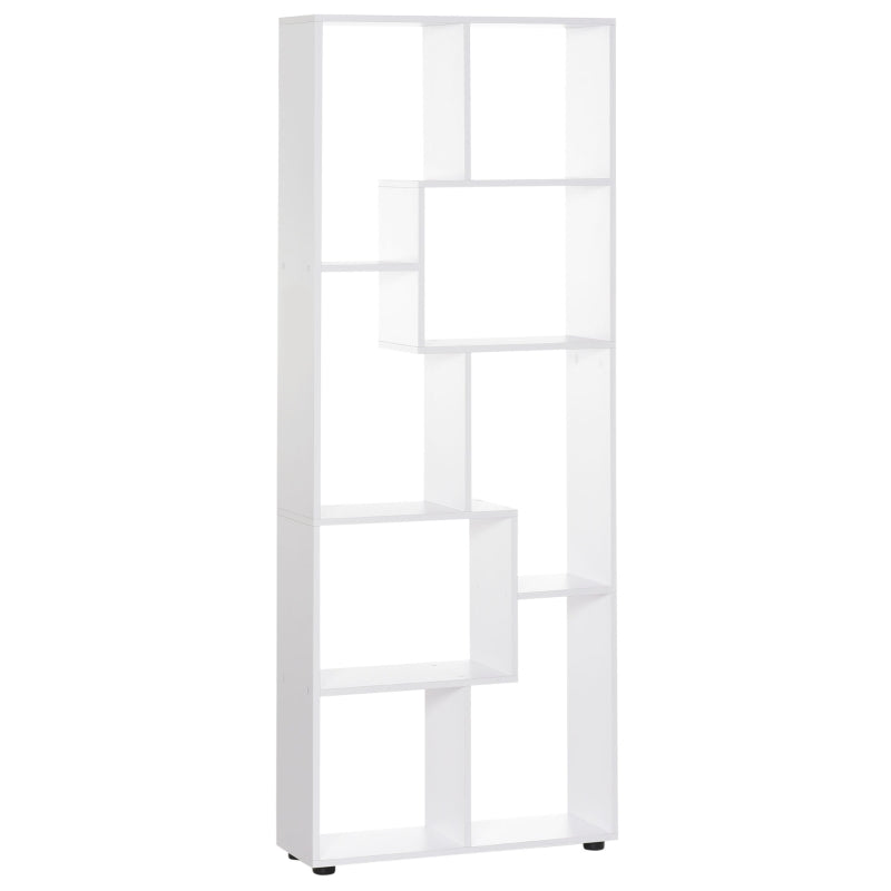 8-Tier White Melamine Bookcase with Anti-Tipping Pads