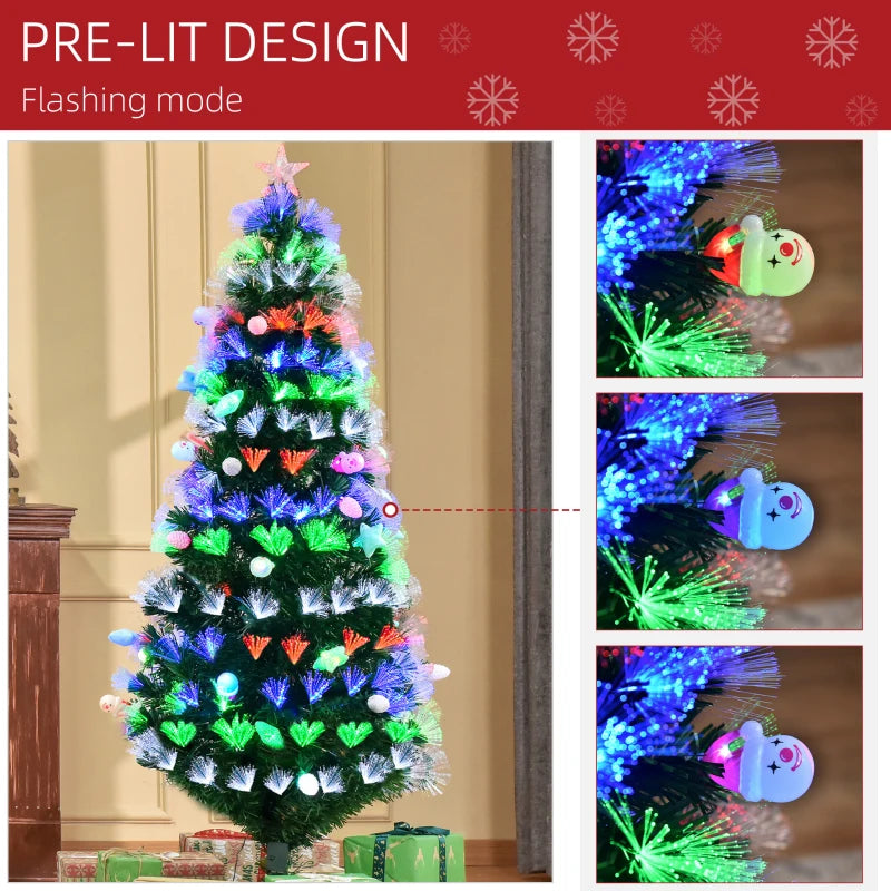 6FT Green Pre-Lit Christmas Tree with Fibre Optic Baubles and LED Lights