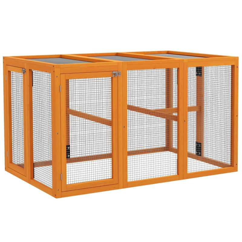 Orange Wooden Chicken Coop with Combinable Design, 80x140x84.5cm