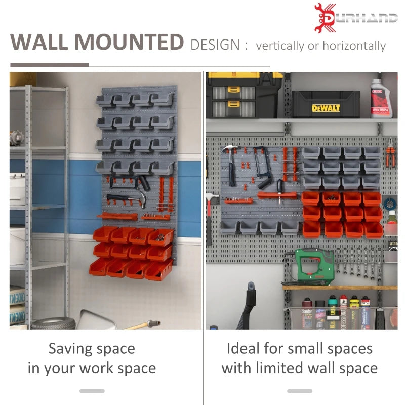 Red Wall Mounted Tool Rack Organizer with 44 Pieces