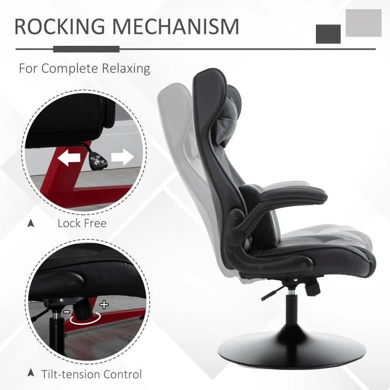 Black Racing Style Video Game Chair with Lumbar Support