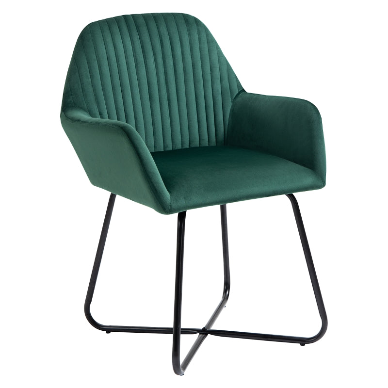 Green Modern Upholstered Armchair with Metal Base for Living Room