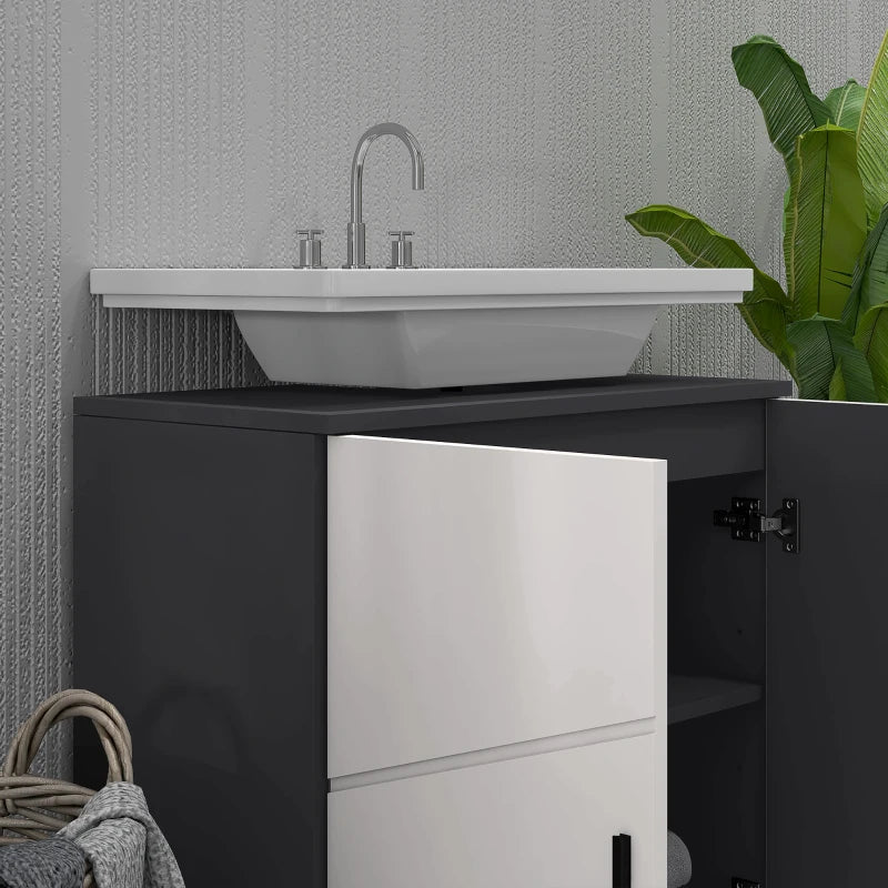 Light Grey Under Sink Bathroom Cabinet with Double Doors and Shelf