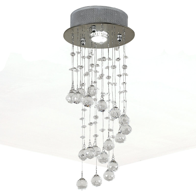 Spiral Rain Drop Crystal Chandelier Pendant Light - Silver