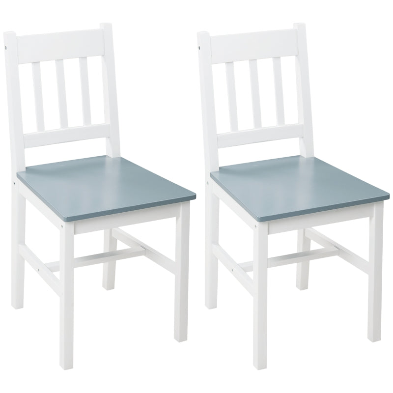 White Slat Back Dining Chairs Set of 2, Pine Wood, Living & Dining Room