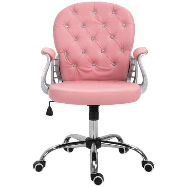 Vinsetto Pink Ergonomic Office Chair with Swivel Base & Castor Wheels