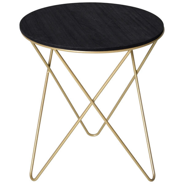 Modern Black and Gold Round Coffee Table with Metal Legs