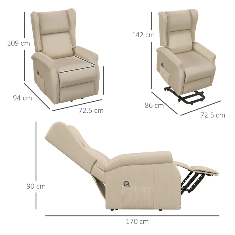 Beige Electric Recliner Armchair with Remote Control for Elderly