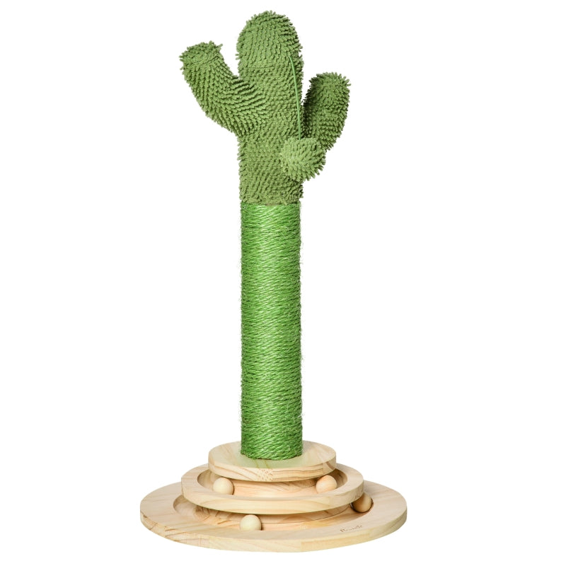 Cat Tree Cactus Scratching Post with Interactive Toys - 32x32x60cm