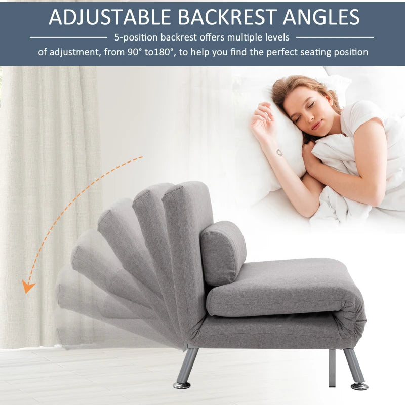 Grey Adjustable Back Futon Chair