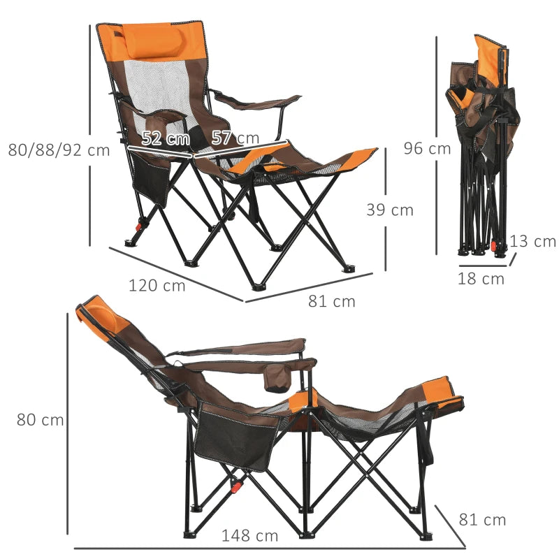 Multicolour Foldable Reclining Garden Chair with Footrest and Headrest