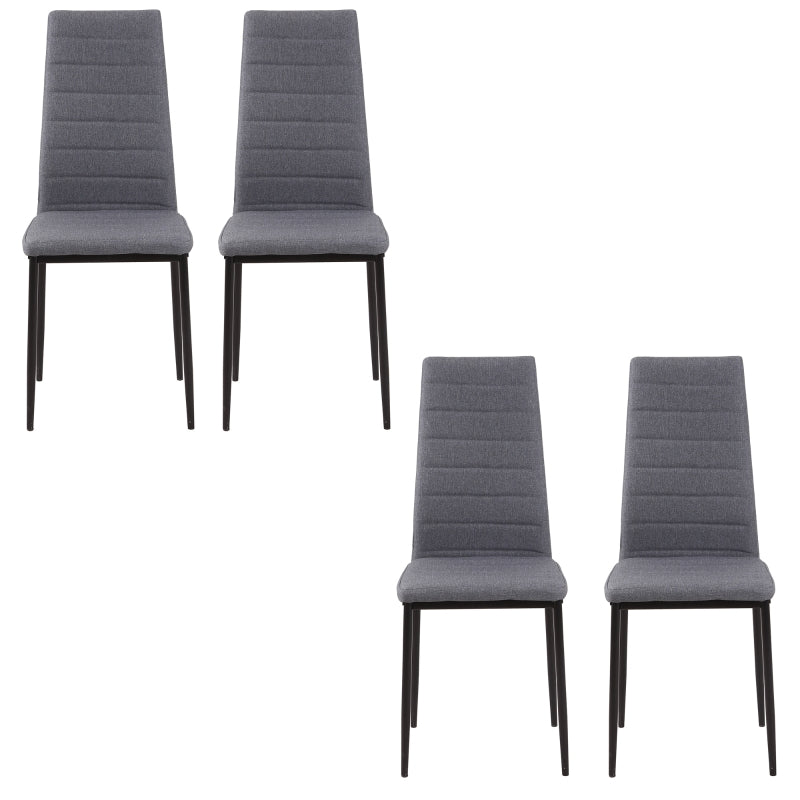 Grey Upholstered High Back Dining Chairs Set of 4