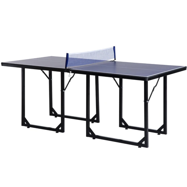 6ft Blue Folding Ping Pong Table with Net - Indoor/Outdoor Multi-Use