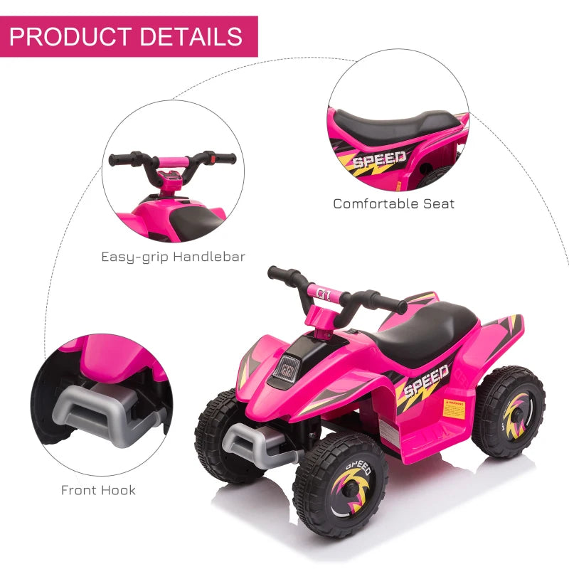 6V Pink Kids Electric Ride-On ATV Quad Bike for Toddlers 18-36 Months