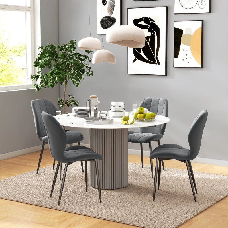 Set of 4 Dark Grey Flannel Tub Dining Chairs