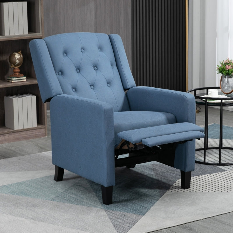 Deep Blue Wingback Recliner Chair with Leg Rest