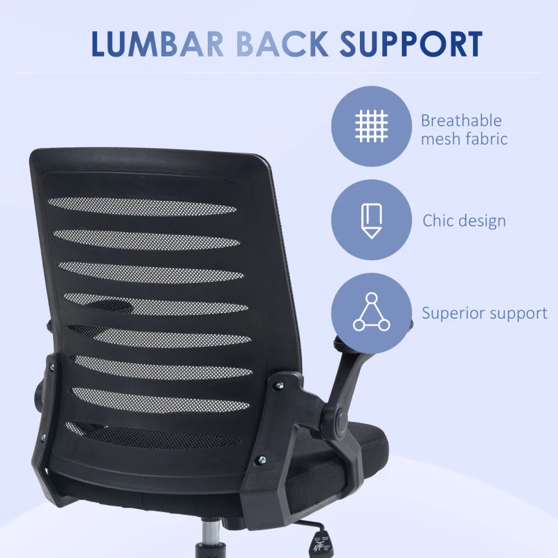 Black Mesh Back Adjustable Height Work Chair - Vinsetto 44-53.5cm