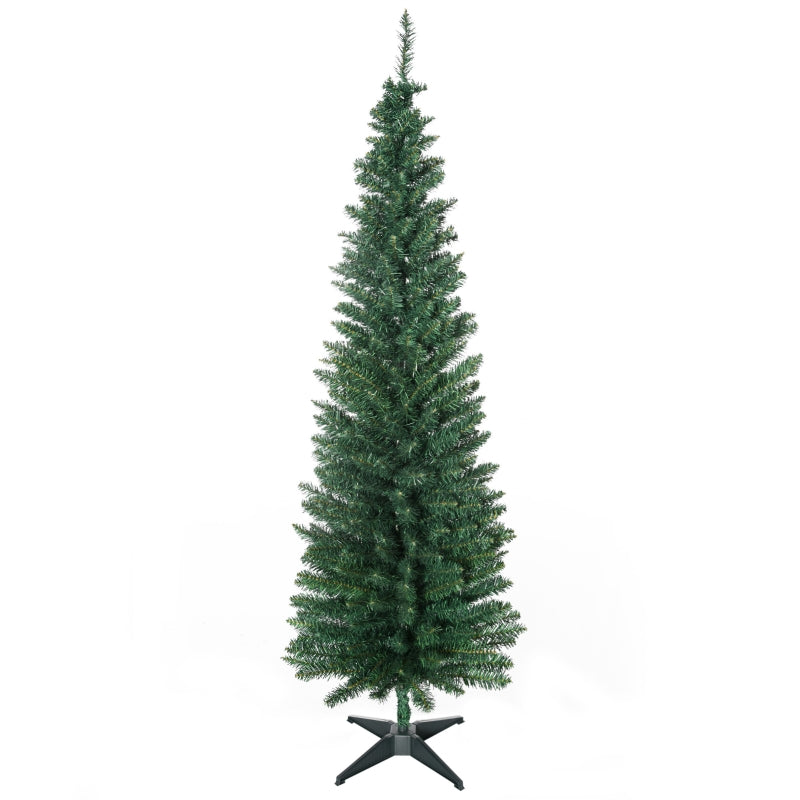 6ft Green Slim Artificial Christmas Tree with Sturdy Stand